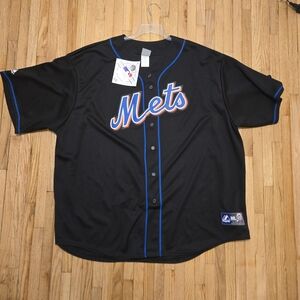 NWT Black Majestic New York Mets MLB Baseball Jersey Genuine Merchandise 4X